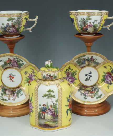 Meissen Theeservies, ca. 1735 — Een Zeldzaam Meesterwerk in Geel Fond