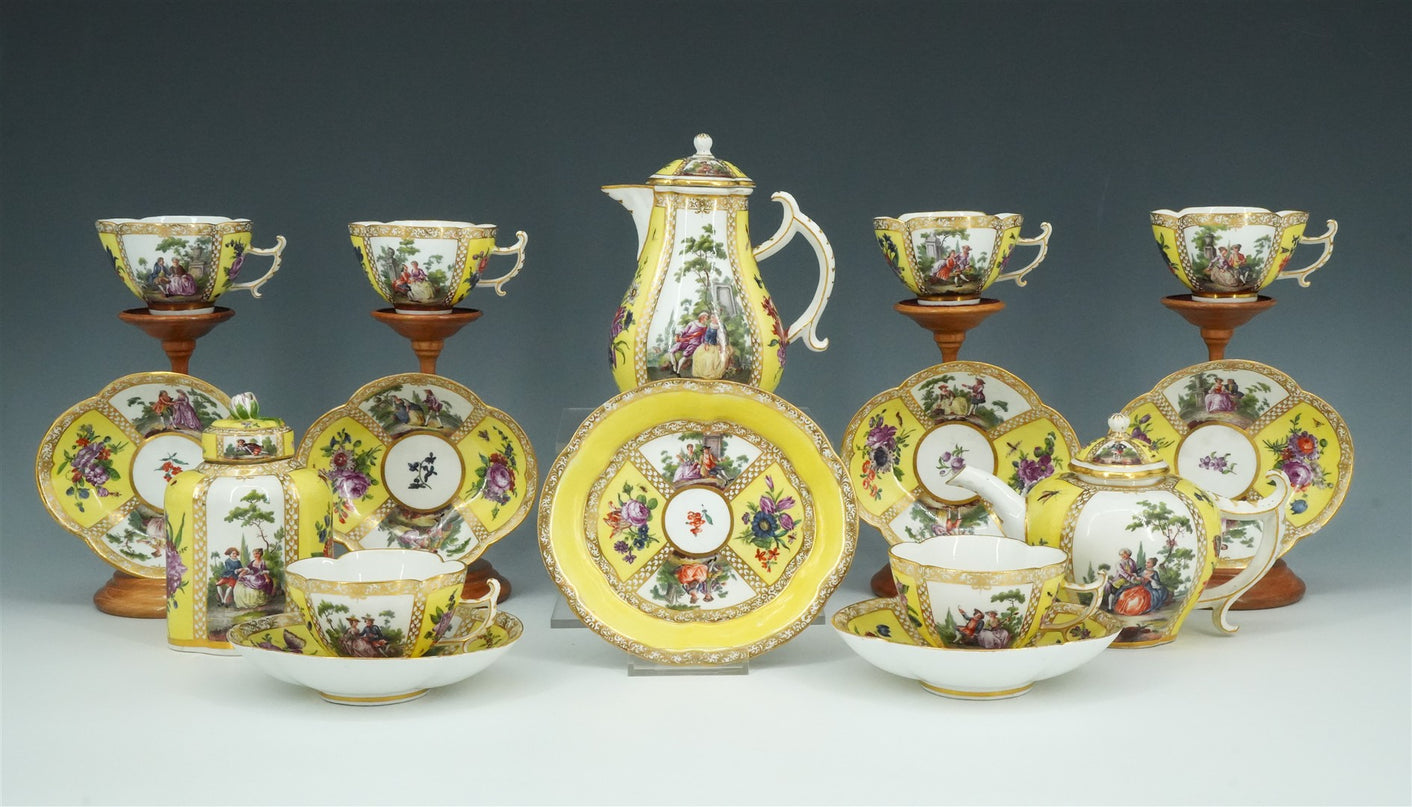Meissen Theeservies, ca. 1735 — Een Zeldzaam Meesterwerk in Geel Fond
