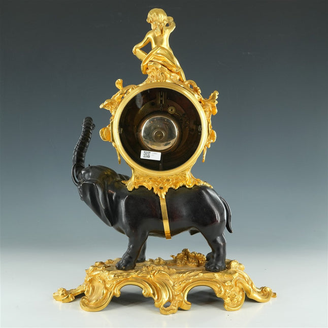 Franse Pendule met Olifant — Barbier le Jeune, Parijs, 19e eeuw